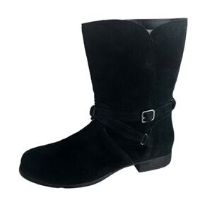 Koolaburra By UGG Womens Ortholite Comfort  Mid-Calf Moto Black Suede Low Boots